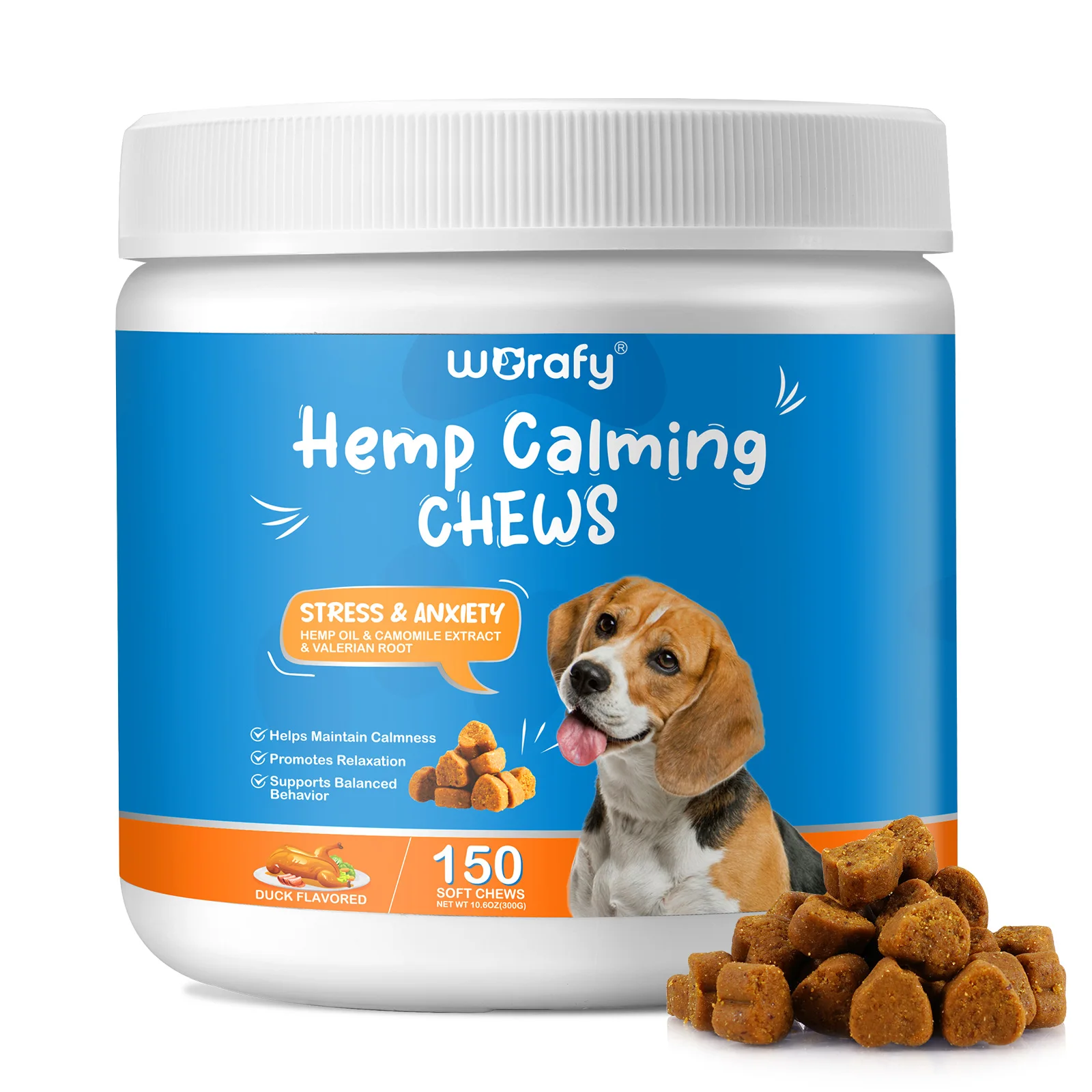 

WORAFY private label calming treats help dog relaxing stress supplementscalming soft chew pet hemp calming chews for dogs