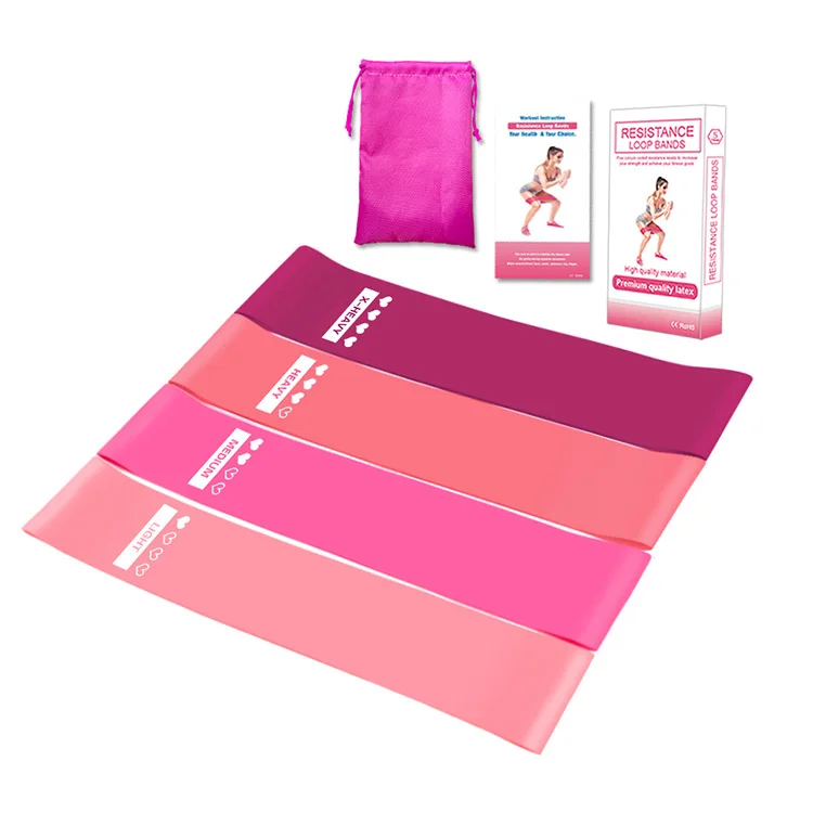 

Pink Fitness Resistance Loop Custom Logo Elastic Hip Workout Yoga Gym Exercise Band Set, Pink blue red