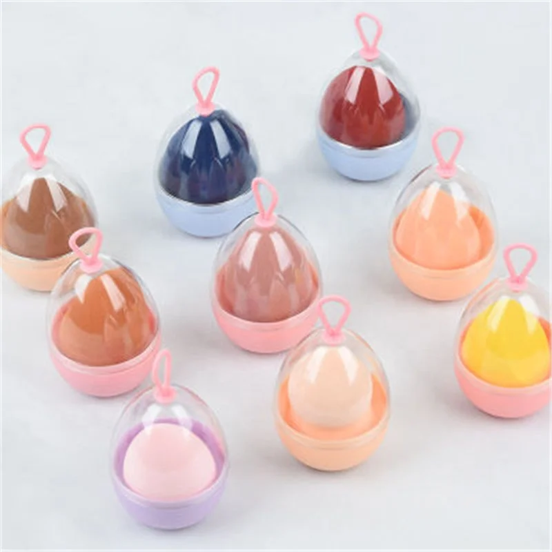 

Super Soft Egg Plastic Box Latex Free Round Mini Cosmetics Makeup Sponge, Pink/blue/green/purple/skin/rose