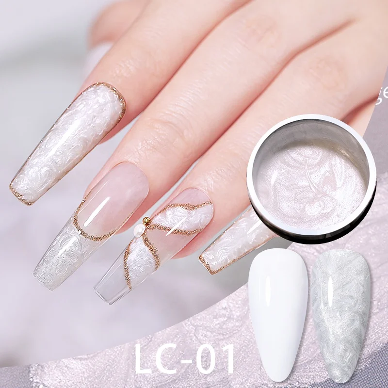

7ML Snowlight Pearl Shell Texture Thread Gel Polish For Nails, 2 colors for choose