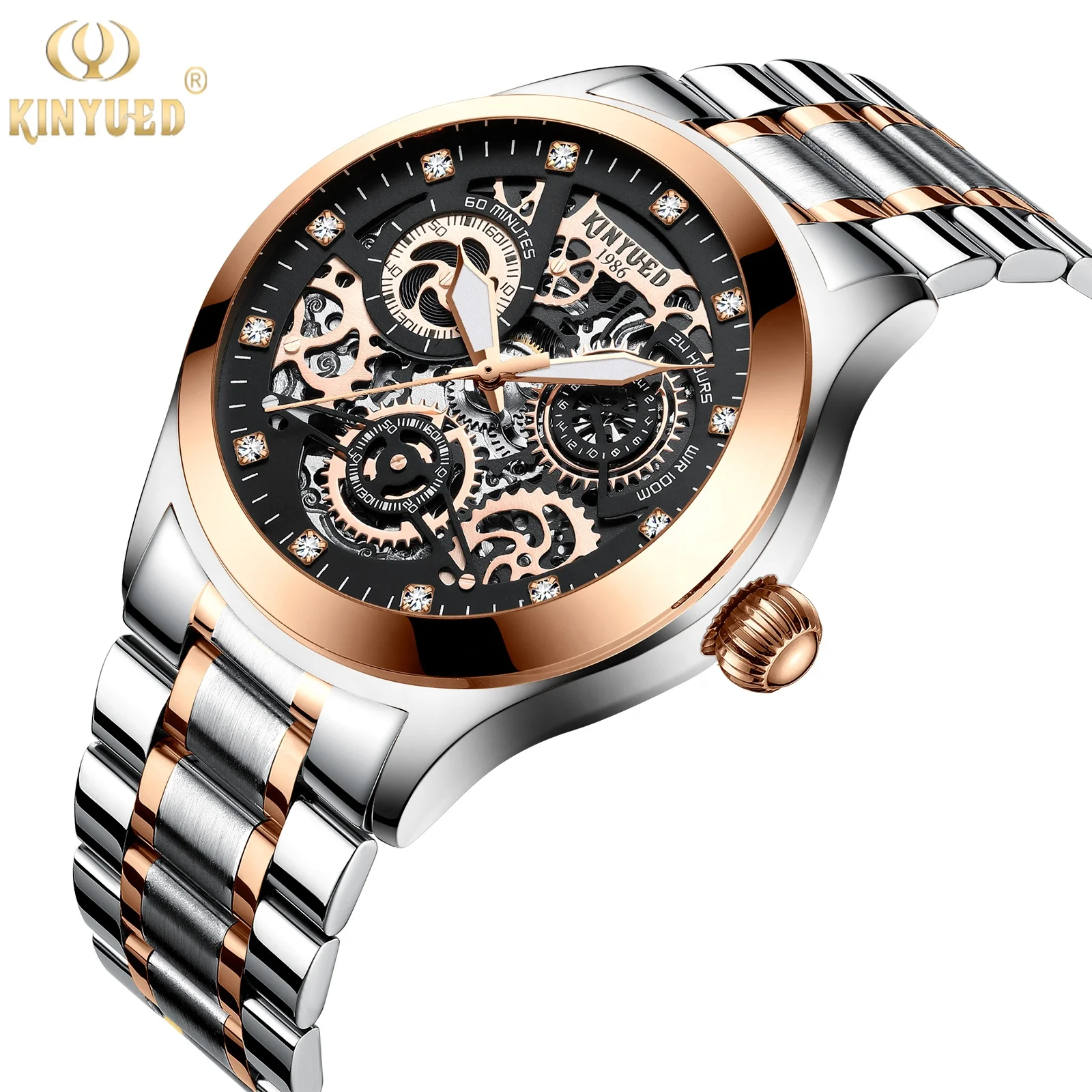 

KINYUED swiss crafts Fashion modern waterproof wristwatches Tourbillon mechanical mens watch