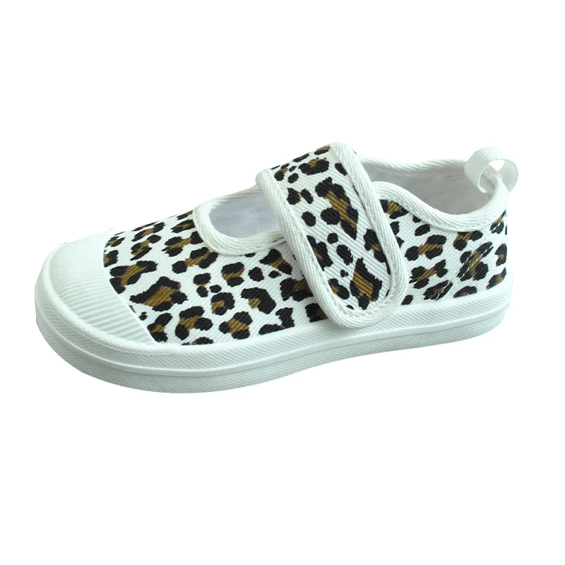 

Animals printed Leopard Kids Children's Casual Canvas Shoes with Elastic Band, Beige , cafe