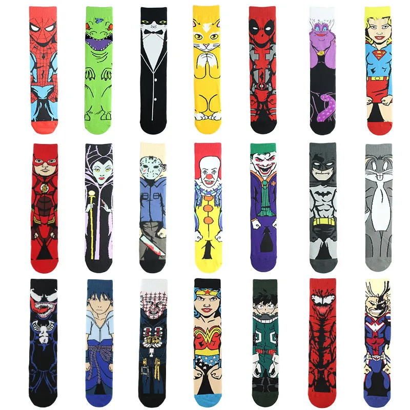 

wholesale men's anime funny socks hip hop meias cartoon tube stockings chaussettes knitting calcetines socks, Pic