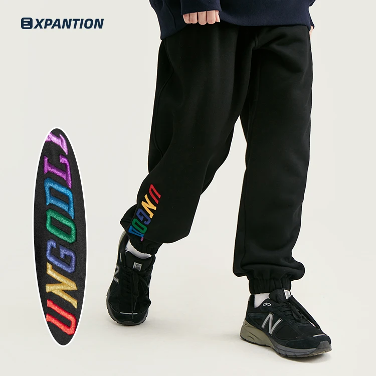 

EXP wholesale loose hip hop fashion gym sport casual logo embroidered custom men jogger pants, Black , blue, grey.apricot