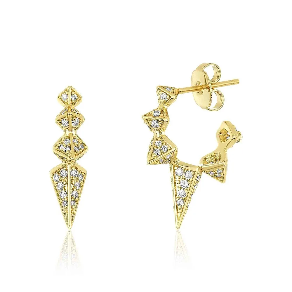 

Fashion 2022 Rhombus Earrings Women's Retro Triangle Earrings Diamond Temperament New Tapered Earrings, Gold