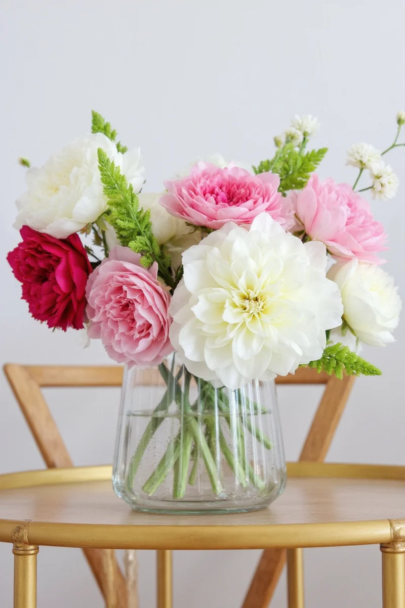 Close-up of high-quality silk artificial flowers
