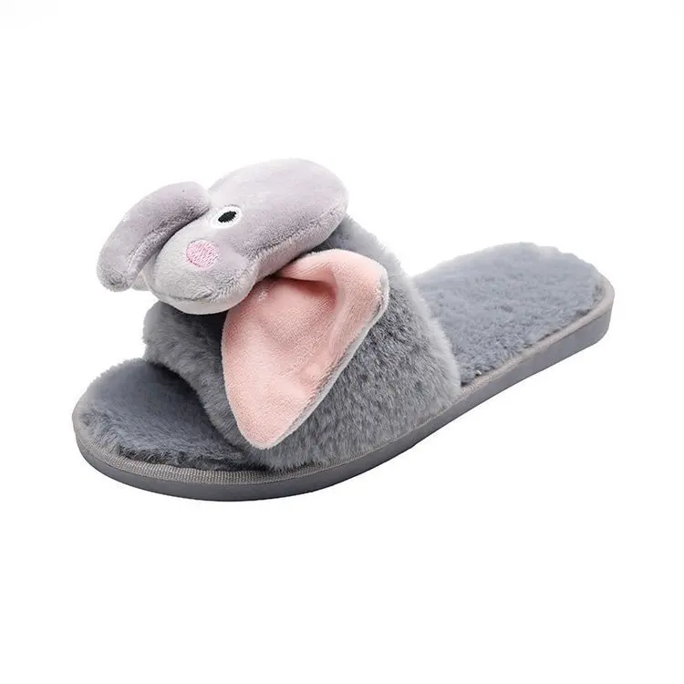 

Amazon AliExpress Hot Sale Indoor Female Slippers Cartoon Cute Animal Plush Open Toe One Font Slipper Women Winter
