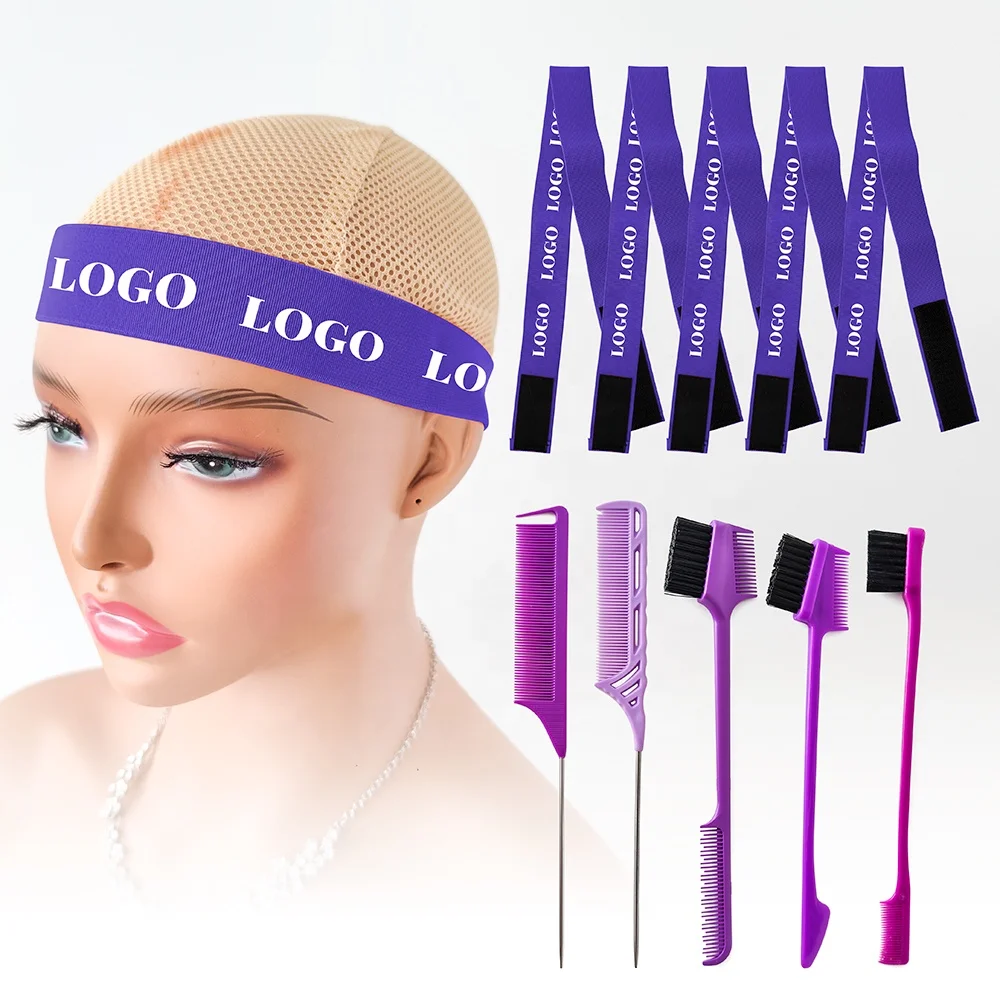 

Wholesale cheap Melt Band Custom Logo Headband Wig Elastic band for Hair Edge Lace Layer Band Edge brush Comb