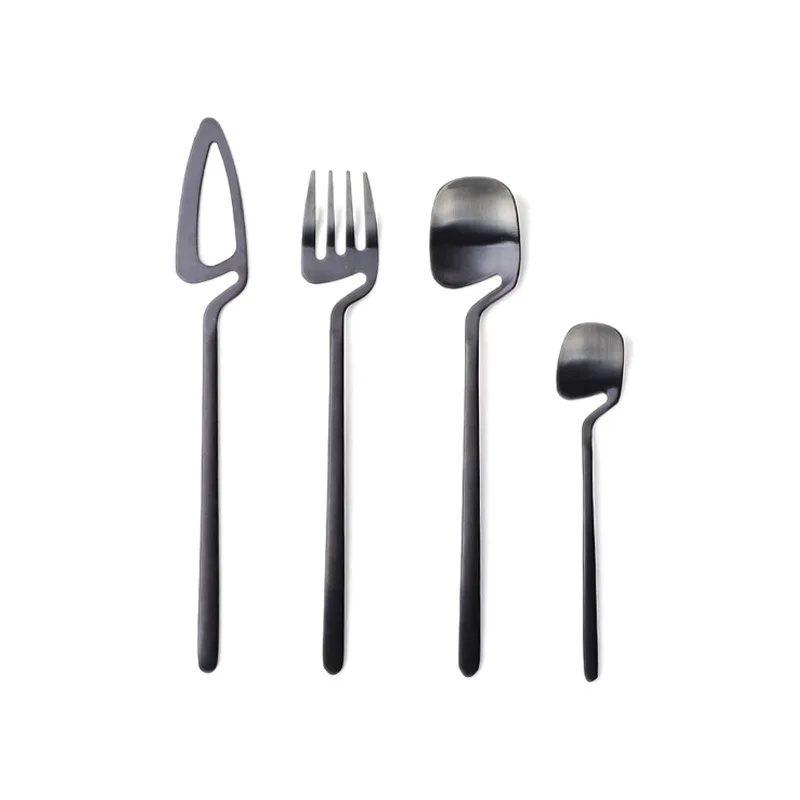 

H130 Kitchen Creative Designed Dinnerware Suspensible Tableware Sets Stainless Steel Cutlery Spoons Fork Knife Set, As picture