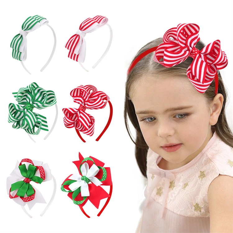 

Wholesale Bowknot Hair Band Promotion Christmas Ornament Sample Headband For Christmas Hair Decoration