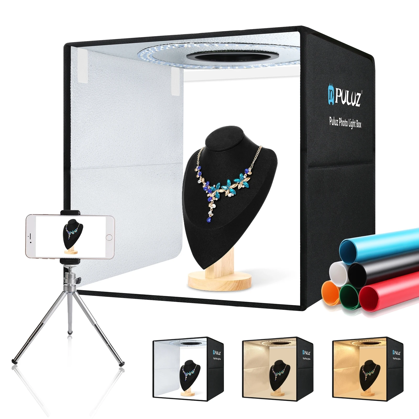 

Photo Studio Box 16 inch photography Folding USB Type c 20W box Portable 6 Color Backdrops Shooting Tent 40CM Photo Studio Box