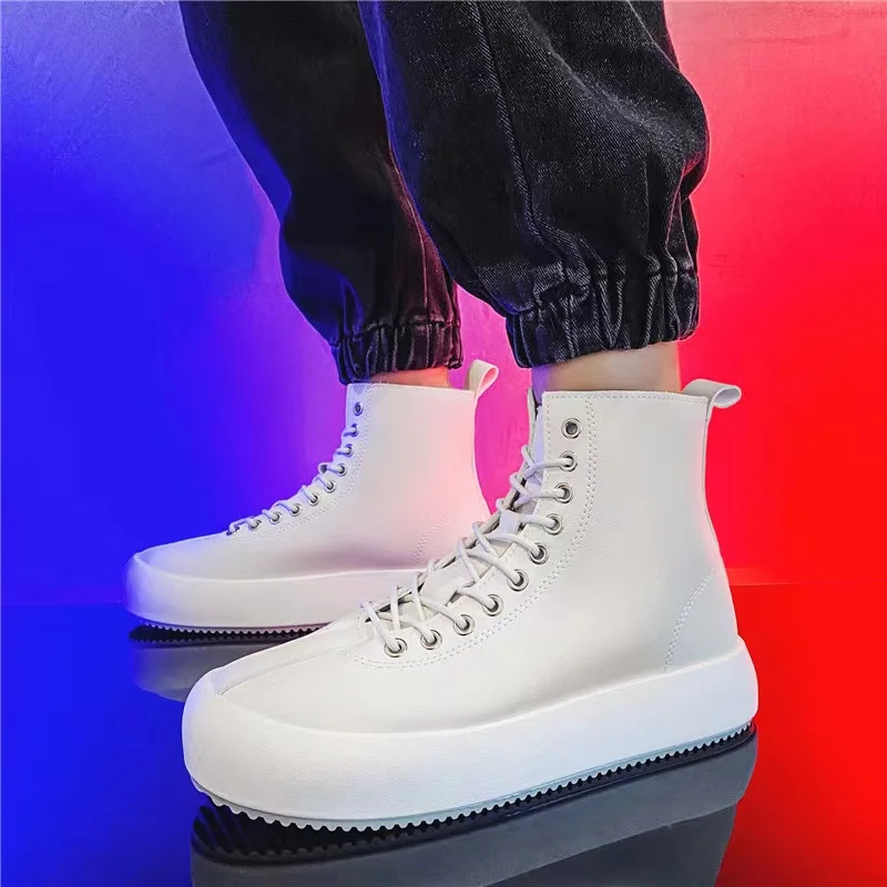 

New Design Fashion Winter Waterproof Men's Thick White Shoes Martin Boots