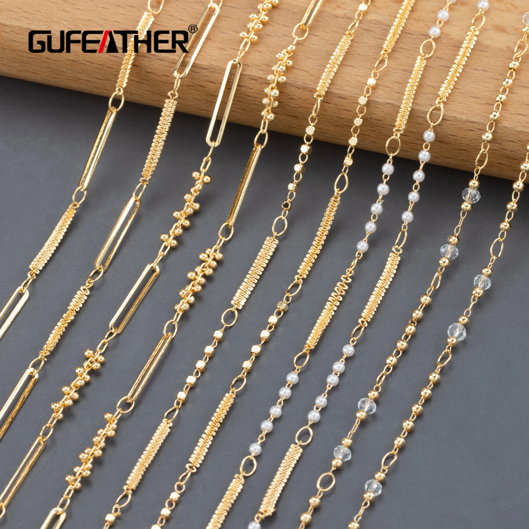 

C286 diy chainpass REACHnickel free18k gold platedcopperplastic pearljewelry makingbracelet necklace accessories 1m/lot