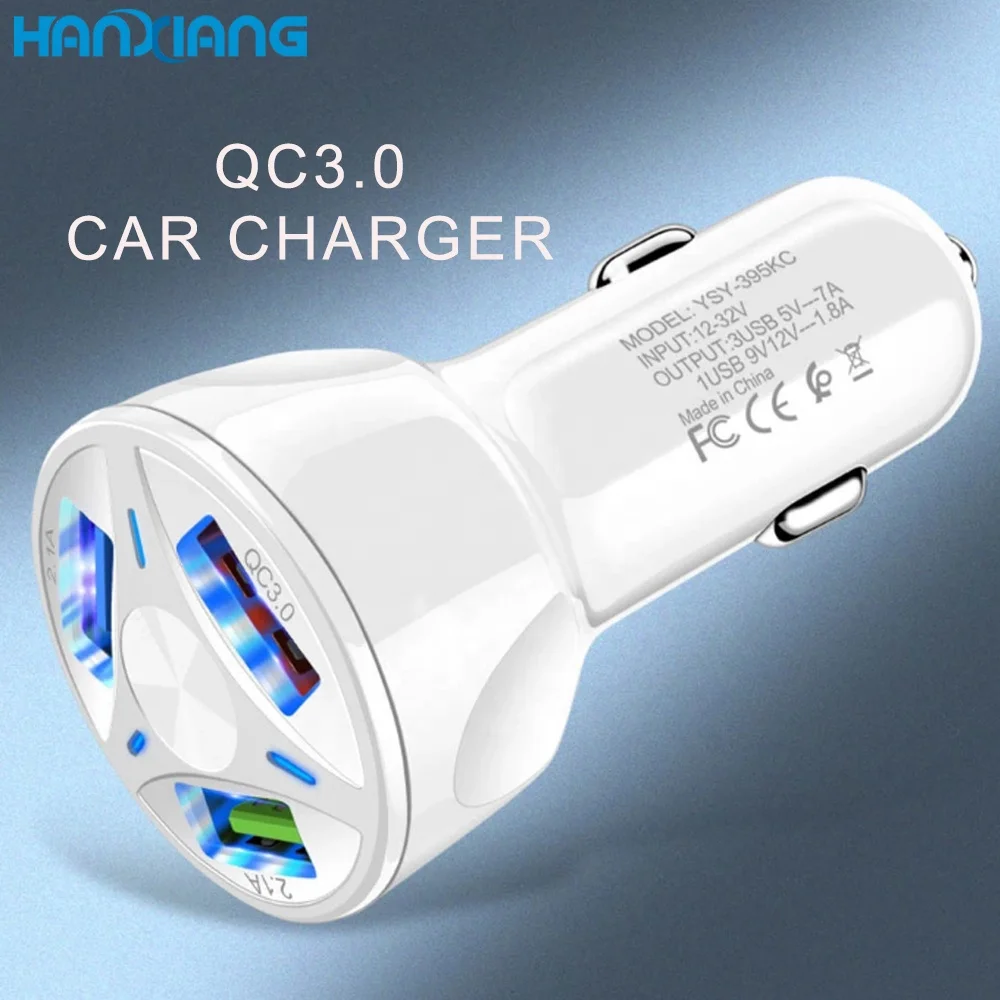 

Amazon Popular Product 2021 Cell Phone Accessory Fast 3 USB Port 5V 7A LED Indicator QC3.0 Car Charger For Iphone Laptop, White;black