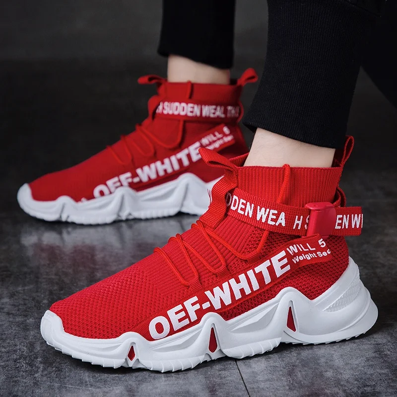 

Cheap Custom Brand Men's Shoe 2020 Mesh Breathable Yeezy High Top Running Shoes Men Fashion Sneaker Basketball JD-T0911, Red,black,white