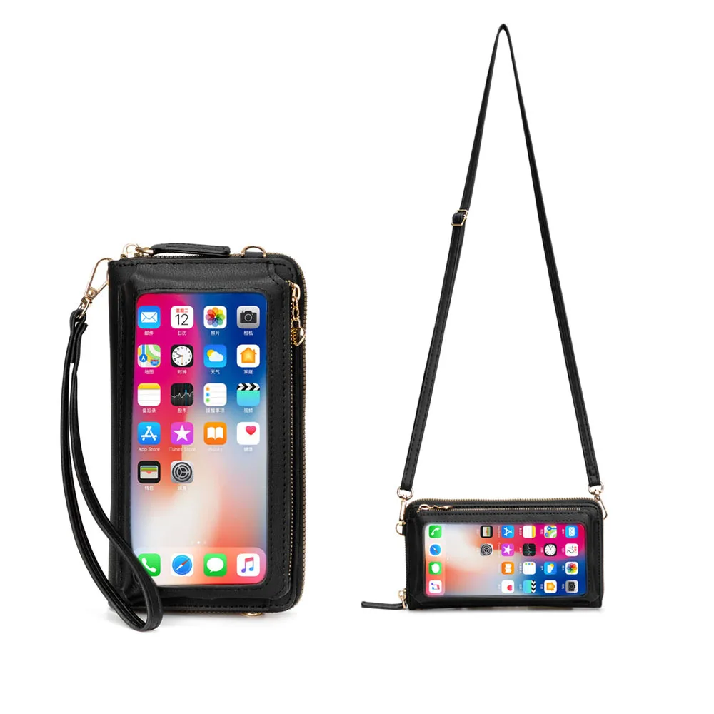 

Crossbody Cellphone Purse ladies wallet touch screen bag with a earhole for walking