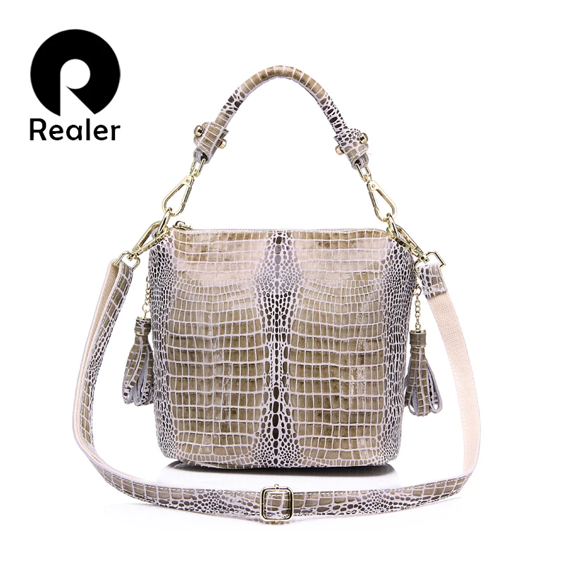 

REALER hot sale wholesale OEM real genuine leather shoulder bags large casual tote hand bags fashion leather bags for women