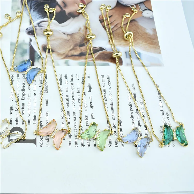 

Butterfly K9 crystal plating 18K all-match 9 colors optional crystal diamond bracelet, Picture shows