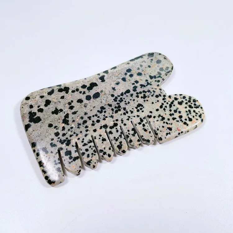 

Gua Sha Comb Hair Dalmatian Jasper Hair Care Kit Wide Tooth Comb Spiky Teeth Hair Brush Kit