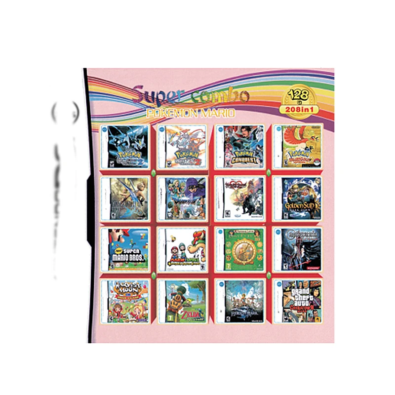 

208 in 1 Super Combo Suitable Cards Video Game Games Cartridge DS Game Card/