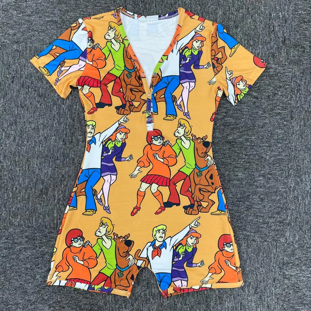 

Fashion Pajamas Short Sleeve Onesie Cartoon Girl's Sleepwear Onesie For Women