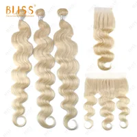 

Bliss Color Hair Bundles 613 Bundles Body Wave 100% Virgin Cuticle Aligned Human Hair Peruvian Hair with Closure and Frontal