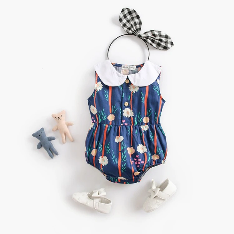 Hot quality cute baby floral sleeves newborn baby clothes romper for girls