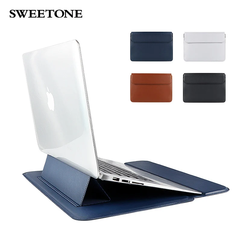 

Ultra-Thin Foldable Notebook Stand Bag Leather PU Laptop Case Sleeve Laptop Holder Laptop Cover Bag With Stand Function, Blue, black, brown, sliver gray