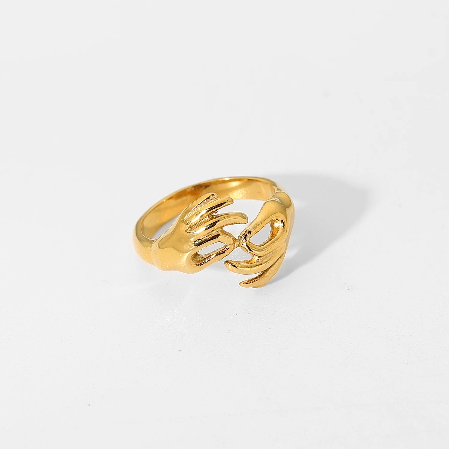 

New Designe 18K Gold Plated 316L Stainless Steel Rings For Women Punk Cool Girl Finger Shaped Ring