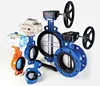 pneumatic Flange type concentric Butterfly valve with ISO mounting pad stainless steel material with handle lever or gear worm