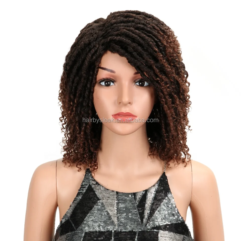 

Best Hair Cheap Fashion Faux Locs Wrap Hair Wig Crochet Braid Hair Locs Curls Synthetic Braids Short wig For Black Women Wigs, Gold,black,red