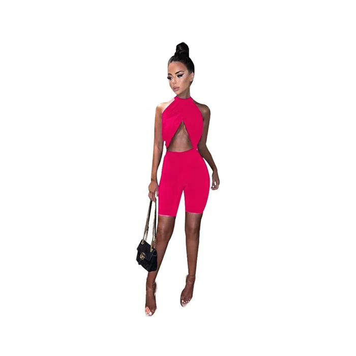 

2020 Women's Clothing Sexy Club Wear Party Dress Two Piece Biker Shorts Set