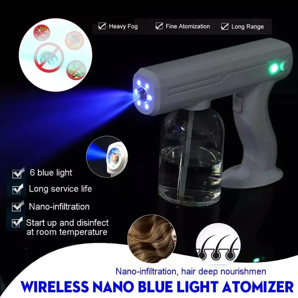 Portable blue light disinfection nano atomizing sprayer with Spray Gun Steam purifies air sterilizing