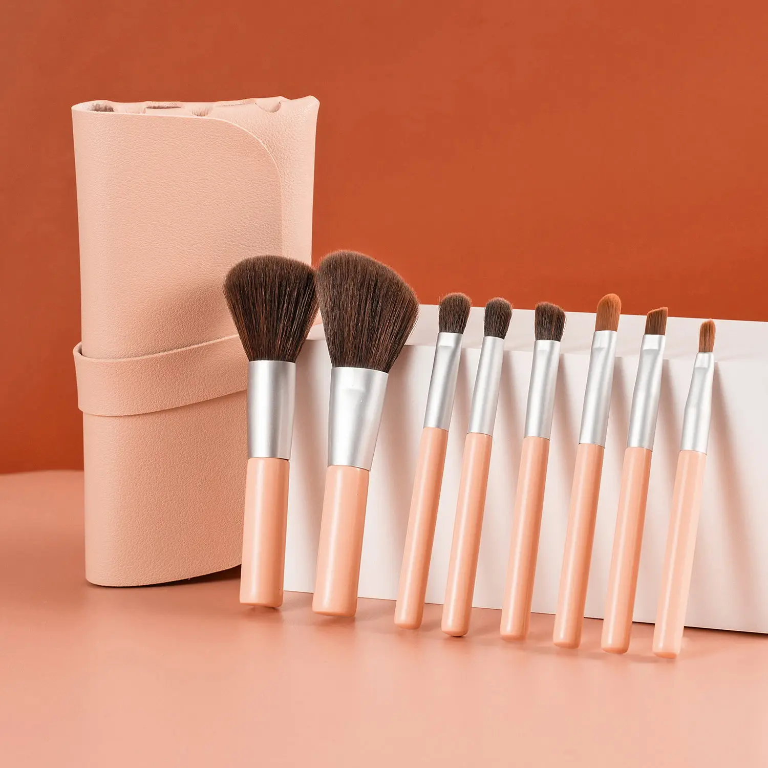 

Wholesale Low Moq Travel brush for makeup Kit Easy Carry Build Your Own private label Professional Pink Brush Makeup Set