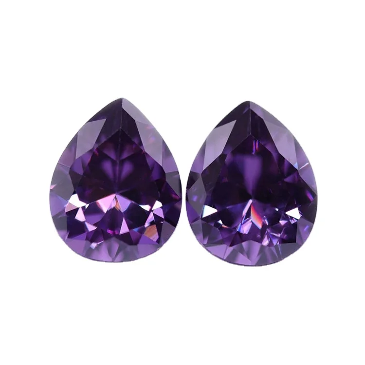 

Redleaf Jewelry Synthetic Stones Loose cz D-amethyst Pear Cut Cubic Zirconia