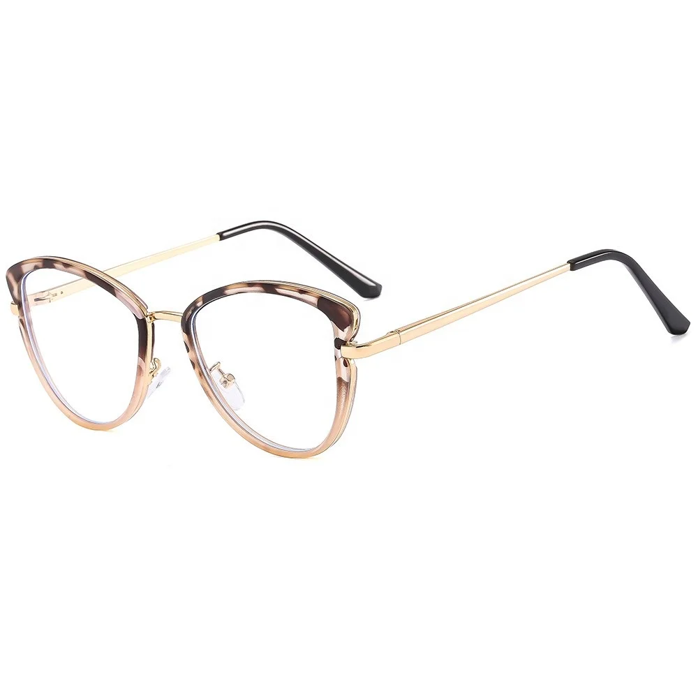 

2023 Fashion computer eyewear blocking cat eye glasses optical metal anti blue light glasses reading glasses frame unisex