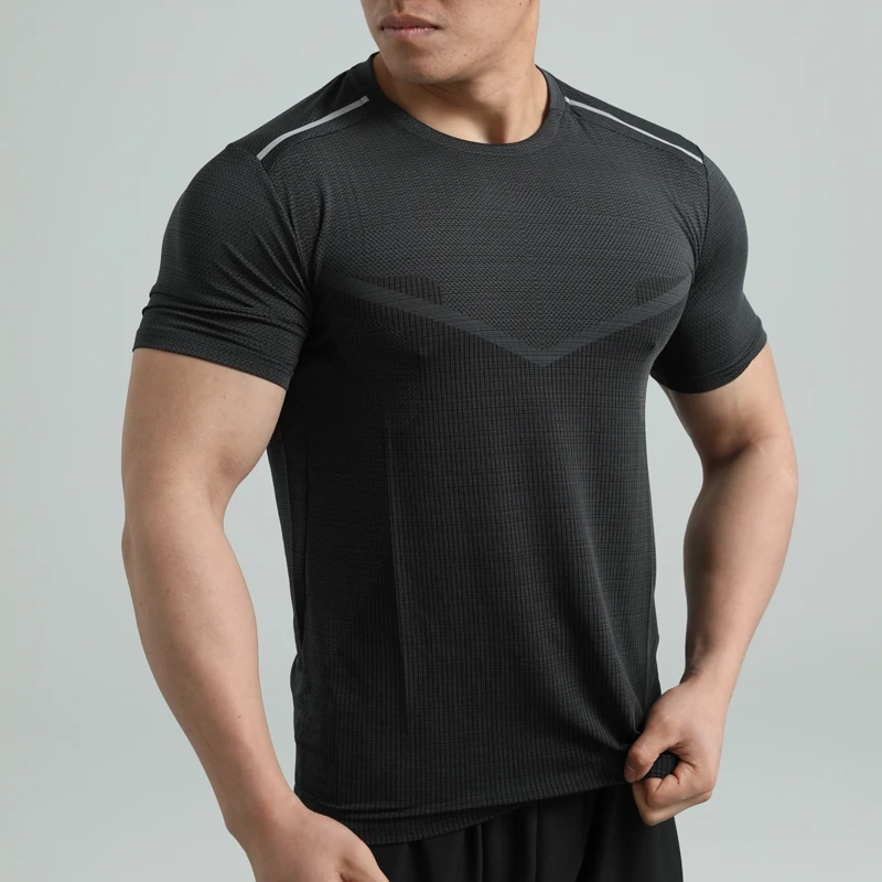 

men gym clothing 88% polyester 12% elastane gym shark shirts men running top