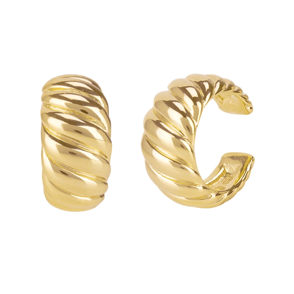 

Minimalist Jewelry Earrings For Women Brass Ear Cuff Gold Plated Croissant Dome Earrings