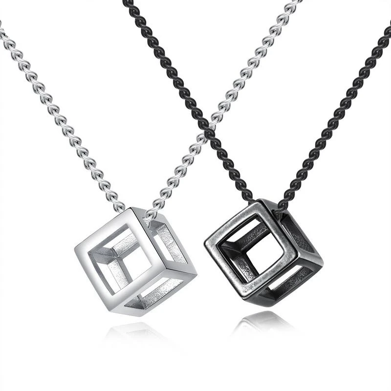 

Hollow Cubic Square Curb Chain Stainless Steel Men Pendant Necklace Wholesale