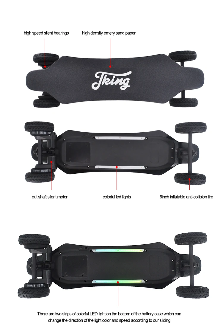 18650 Electric Skateboard Off Road 2000w Dual Belt Driven Motor Electric Skateboard Off Road Suv