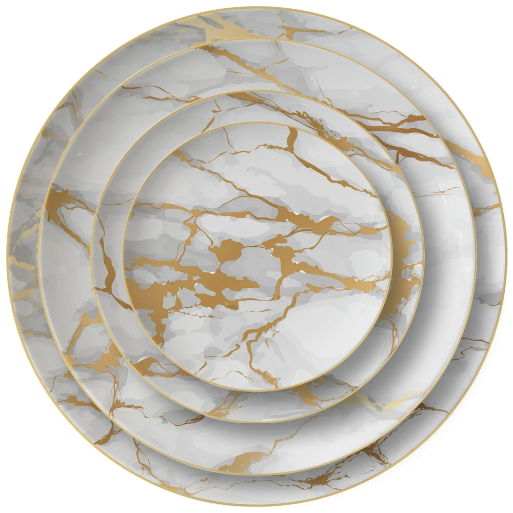 

Marble Design dinnerware set dishes gold serving wedding charger platter ceramic plates
