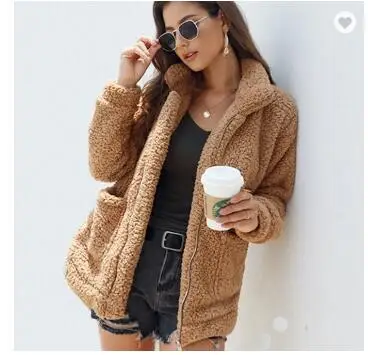 

WIIPU women Warm Fur Coat Fake Rabbit Fur Jacket Fluffy Trench Outwear