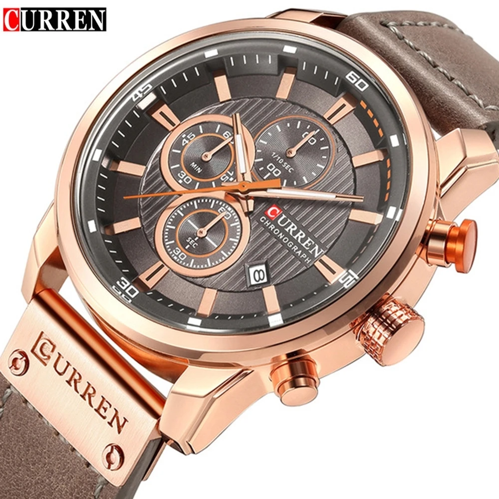 

CURREN 8291 Watch Men Waterproof Chronograph Sport Military Male Clock Top Brand Luxury Leather Man Wristwatch Relogio Masculino