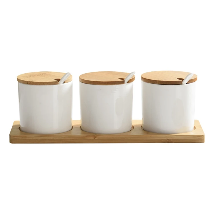 

Lanfengye Wholesale Ceramic Condiment Jar Spice Jar Set Seasoning Storage Container with Lid