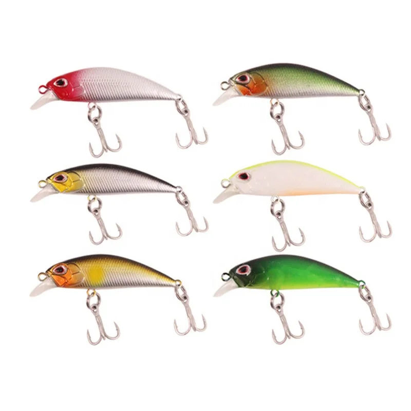 

OEM and on stocks boat fishing freshwater floating minow 1.8g 5.2cm hard lure with blood treble hook, 6 colors