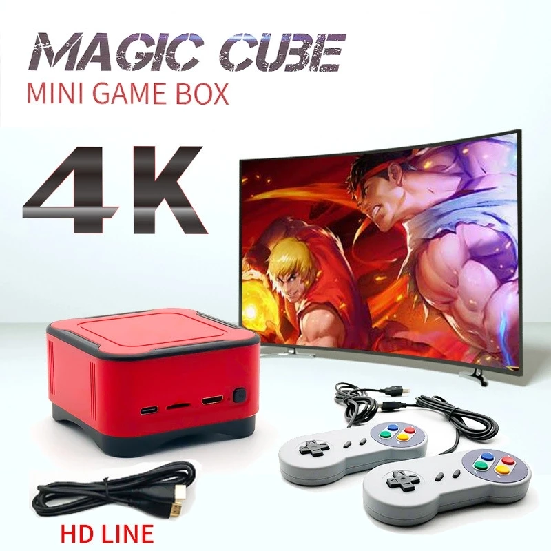 

2021New Mini Retro Game Console 4K Video Game Player Arcade PS1 FC Gaming Console 16GB 1500 TV Games Box MP3 Mp4 Players Box, Red