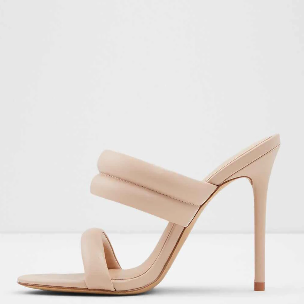

2021 Summer Sandals Slippers Slip On Heels Mule Shoes Women High Thin Heel Sandals Lady High Heels Shoes, Pink