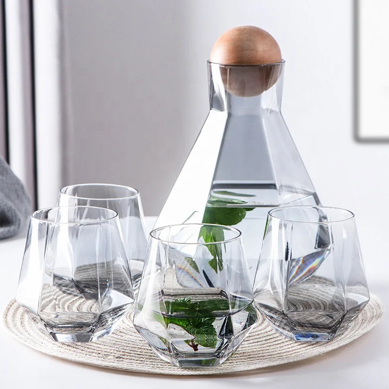 

Nordic Style Hexagonal Glass Decoration Set Hexagonal Glass Bottle, Amber clear smoke support oem odm service