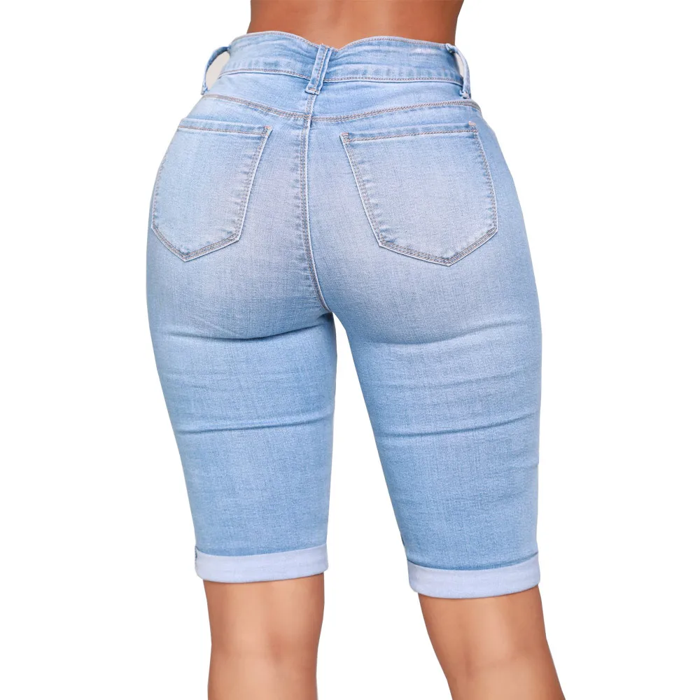 

Ladies locomotive stretch denim shorts ladies blue jeans, Picture