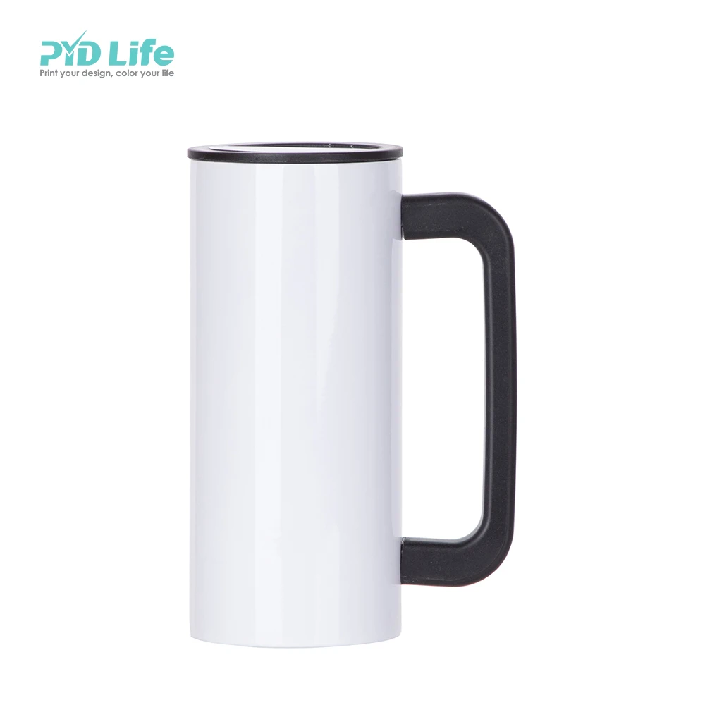 

PYD Life Wholesale RTS 12 OZ 360ML Sublimation Stainless Steel Blank Coffee Mug with Clear Plastic Handle And Lid